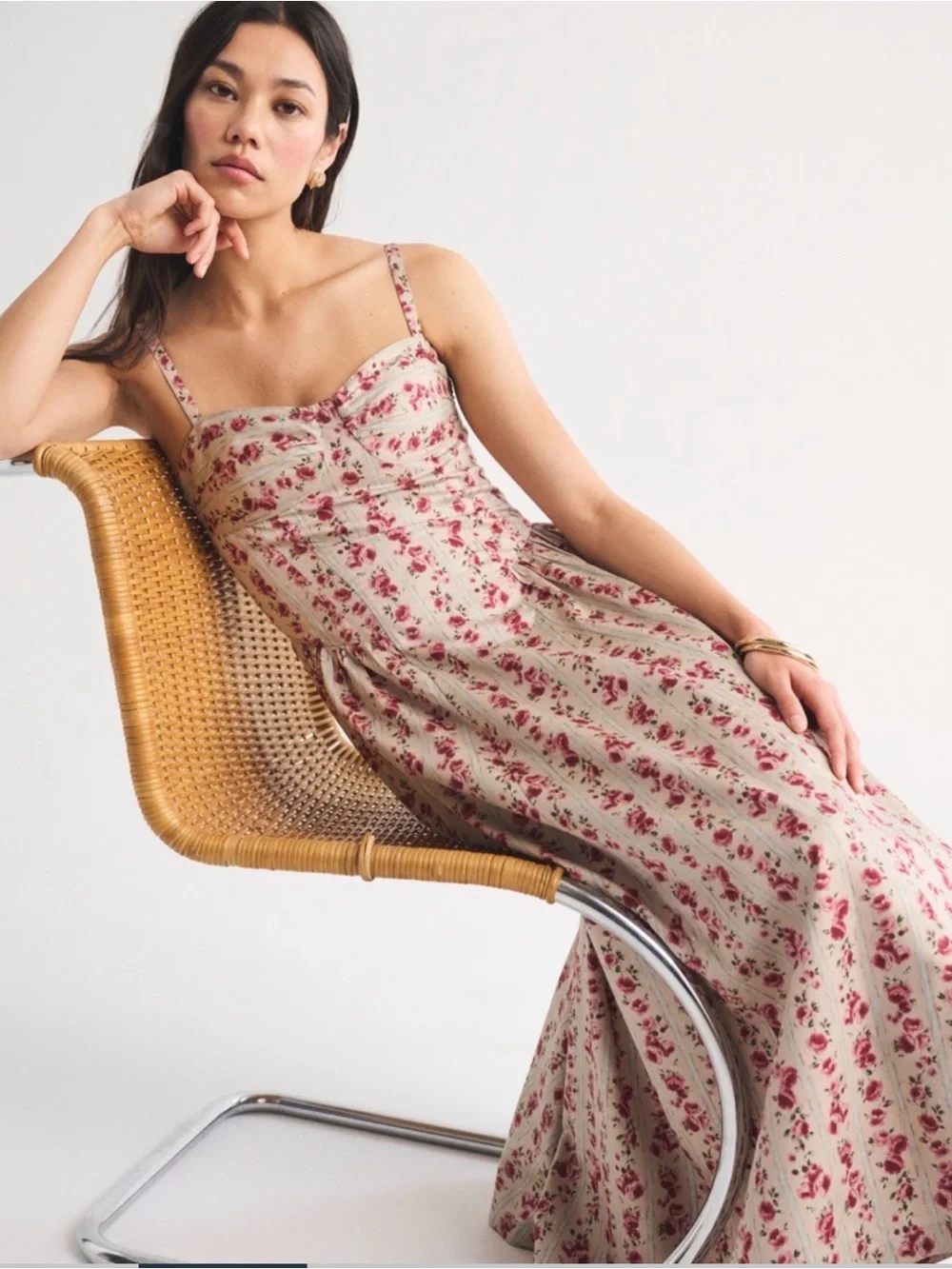 Abercrombie & Fitch Dipped Waist Maxi Dress Floral